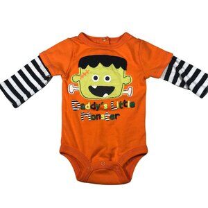 Koala Kids Size 3M Baby Bodysuit Daddys Little Monster Halloween Orange NWOT